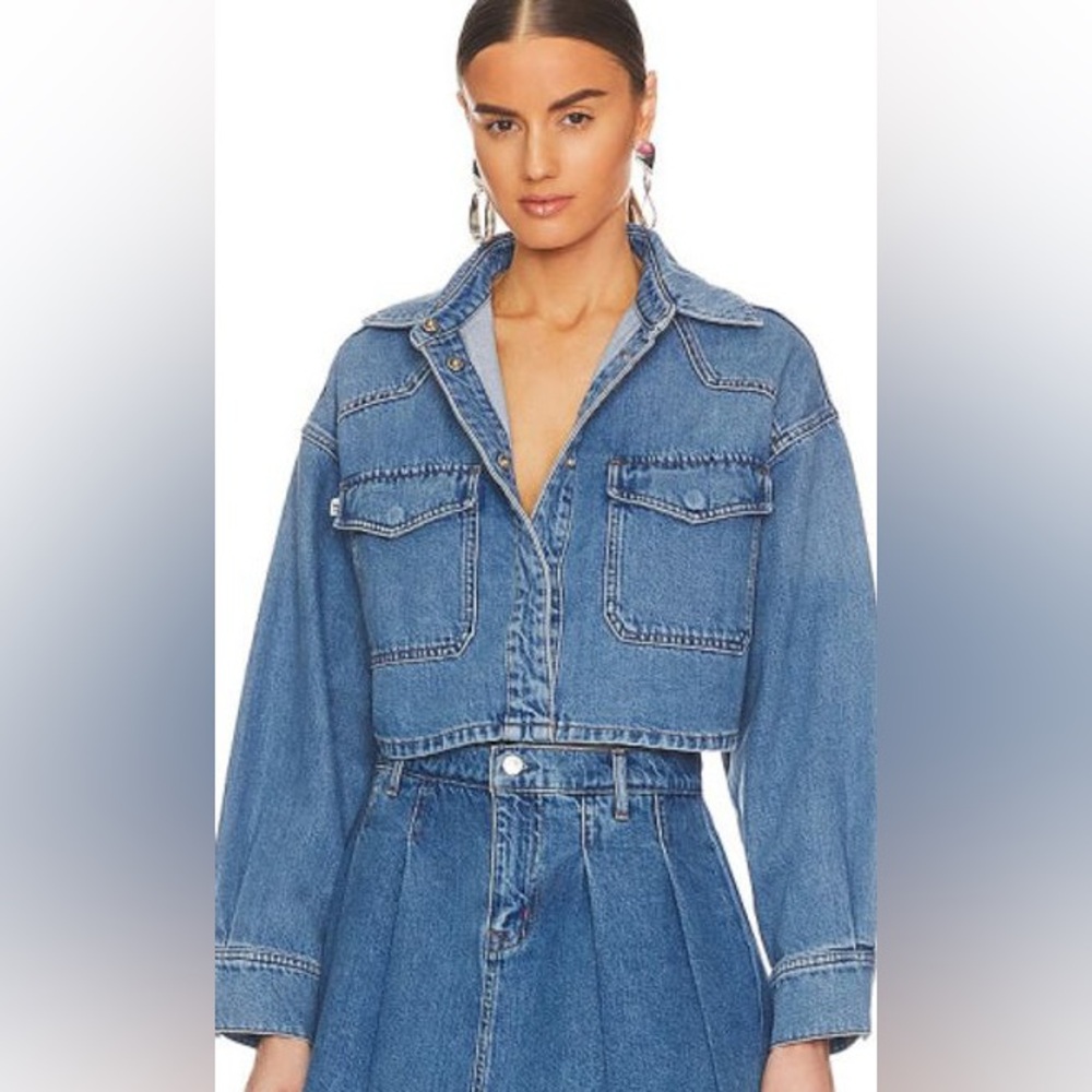 Lovers and Friends Micah Cropped Denim Shacket in California